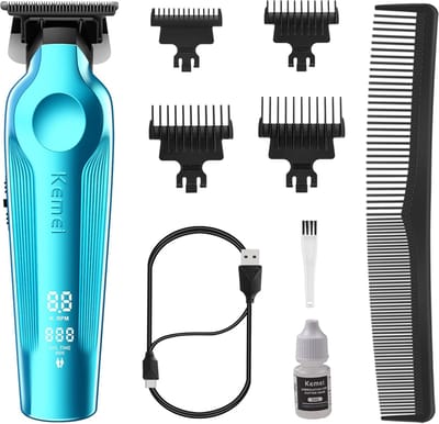 Haartrimmer voor Mannen - Baardtrimmer Styling - Professioneel Knippen - Zero Gapped T-Blade - 4 Opzetkammen - Blauw
