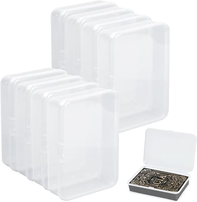 Transparante opbergdoos voor speelkaarten, knutselaccessoires en sieraden, 8 stuks, 10,5 x 7,6 x 2,5 cm, ideaal voor ordenen en bewaren