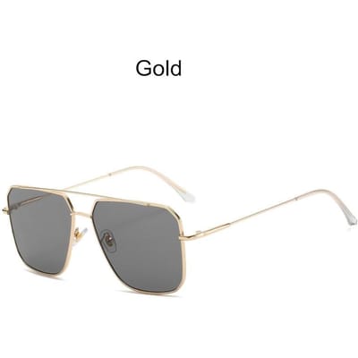 Vintage Oversized Zonnebril Mannen Veelhoekig Montuur Klassiek Vierkant Metalen Bril Mode Nieuwe Dames Zonnebrillen Uv400 Gold brown