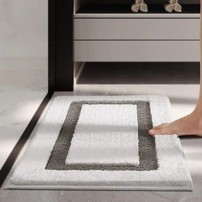 Luxe Gevlokte Badmat - Rechthoekig/Ovaal Antislip Badkamerkleed, Dik Supervezel Absorberend Tapijt voor Moderne Huisdecoratie 44x76cm