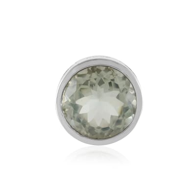 Cavill - Zilveren Hanger - 925 Sterling Zilver Platina Geplateerd - 7.8 Ct Braziliaanse Groene Amethist Rond - Elegant & Tijdloos