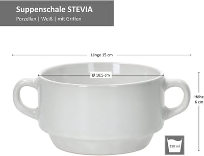 Set van 6 Stiva soepkommen wit 250 ml