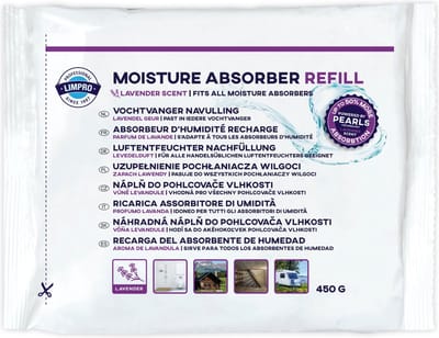 Limpro Vochtvanger navulling - 1 stuk - 450 gram - lavendel - Pearls - neemt tot 50% meer vocht op