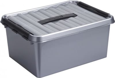 2x sunware q-line opberg box/opbergdoos - 15 liter - 40 x 30 x 18 cm - kunststof - opslagbox - grijs