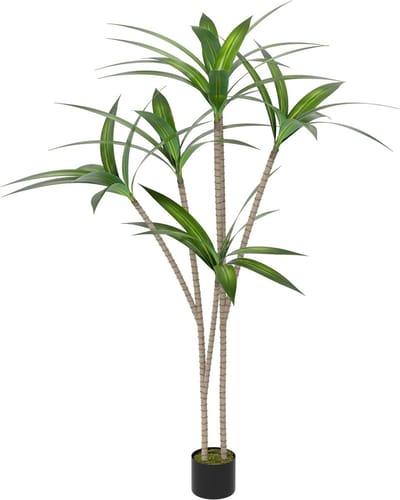 Kunstplanten 180 cm Hoog - Kunstplanten - Gesimuleerde Drakenboom Met PE Boomstam & Plastic Bloempot - Plastic Groenblijvende Kamerplanten - Groene Set Voor Huisdecoratie (L) NAIZY