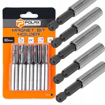 Polax Magnetische Bitadapter 60mm 1/4" CrV - 5 Stuks