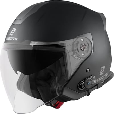 Bogotto H586 BT Solid Mat Zwart Bluetooth Jethelm - Helm