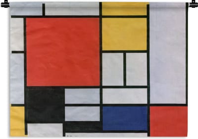Wandkleed - Wanddoek - Kunst - Mondriaan - Oude meesters - 120x90 cm - Wandtapijt