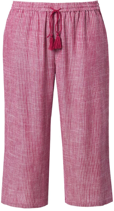 Ulla Popken - Dames - Culotte Rose strepen linnenmix wijde pijpen - Magnoliarood - Maat 58+