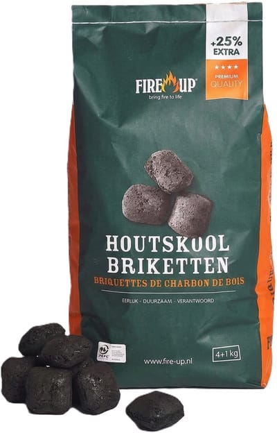 Fire-up houtskool briketten - 1x zak met 5 kilo - BBQ/Barbeque artikelen
