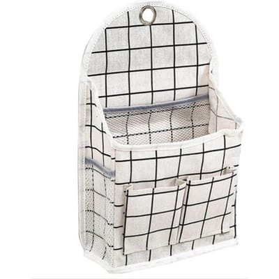 Opbergtas van katoen en linnen met grote capaciteit, thuis wandgemonteerde organizer, hangtas, kledingkast speelgoedkist container organizer, stoffen mand white