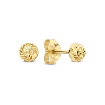 New Bling 9NBG-1041 – Gouden Oorbellen Dames – Oorknopjes Halve Bolletjes – 14K Goud – 4 mm