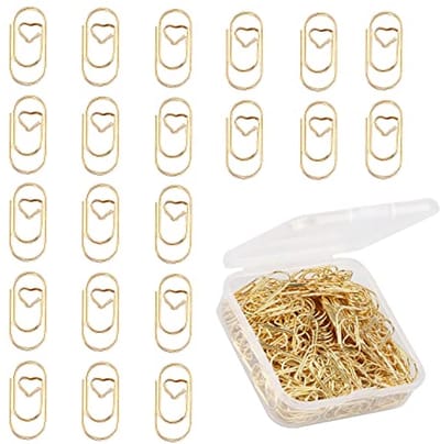 Solidchoice - Set van 200 Gouden Hartvormige Paperclips voor Kantoor en Persoonlijke Documenten