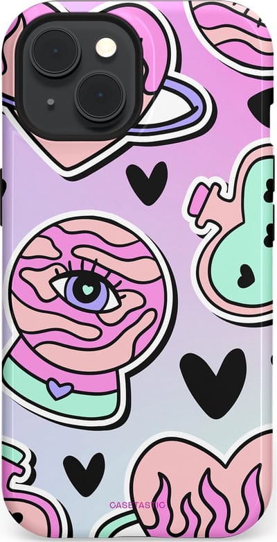Casetastic Hoesje Geschikt voor Apple iPhone 15 Magsafe - Stijlvolle Beschermende Duo-layer Case - Pastel Popart
