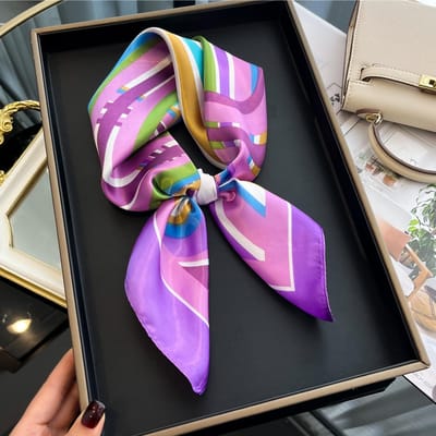 Luxe Vierkante Zijden Sjaal Voor Vrouwen Hijab Haarbanden Neckerchief Vrouwelijke Satijnen Sjaal Lint Hoofdband Mode Sjaals Bandana purple