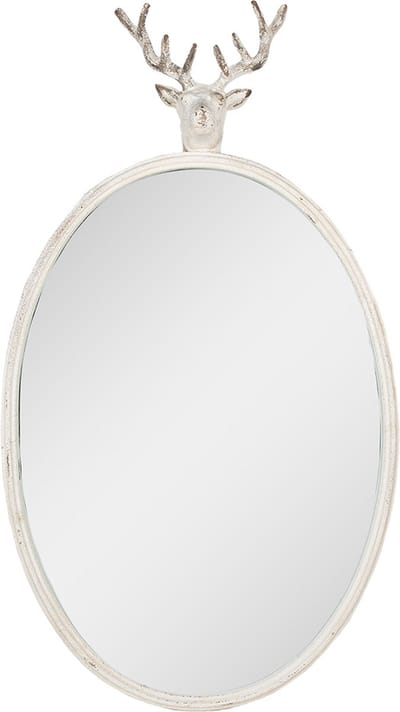 Clayre & Eef Spiegel 50x10x89 cm Wit Metaal Hert