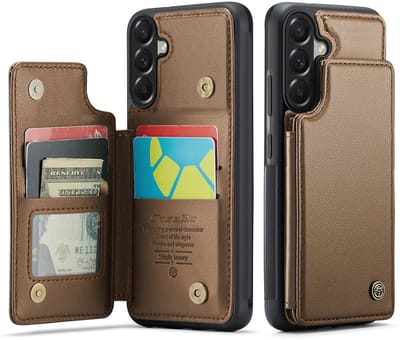 CaseMe Hoesje - Geschikt voor Samsung Galaxy A57 Hoesje - CaseMe C22 Back Cover met Pasjeshouder - Bruin