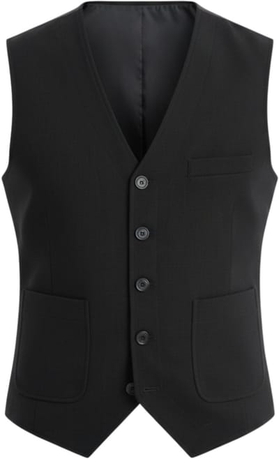 OMBRE Gilet - Slim Fit - Knopen - Effen Zwart L