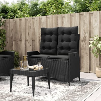Verstelbare Tuinbank - Lounge Bank - Buiten Ontspannen - Met Kussen - 104 cm Breed - Zwart