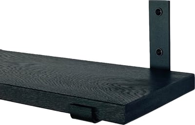 GoudmetHout® Wandplank Industrieel - 180 x 20 cm Muurplank - Zwart Eiken Hout - Decoratie Wandrek & Boekenrek - Hangplank Keuken - Wall Shelf + 2 Mat Zwarte Plankdragers van Staal