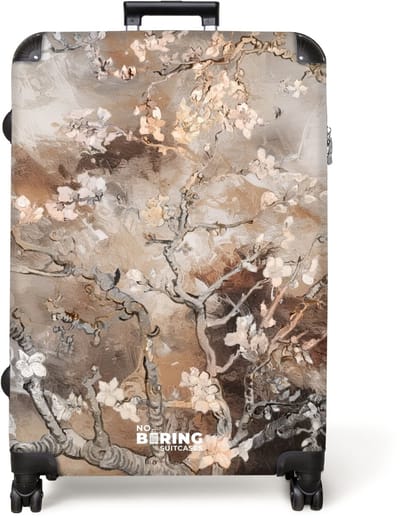NoBoringSuitcases.com® - Koffer groot - Reiskoffer lichtgewicht - Amandelbloesem beige - Rolkoffer met 4 wielen - Grote trolley XL - 98 liter bagage
