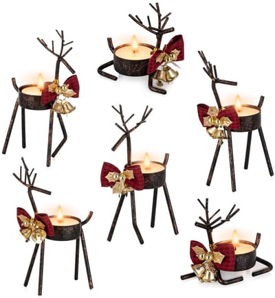 Allecto - Hert Theelichthouder - Kerstmis Decoratie - Zwart - Theelicht Kaarshouder - Unieke Kaarsstandaard - Geschikt voor Eetkamer