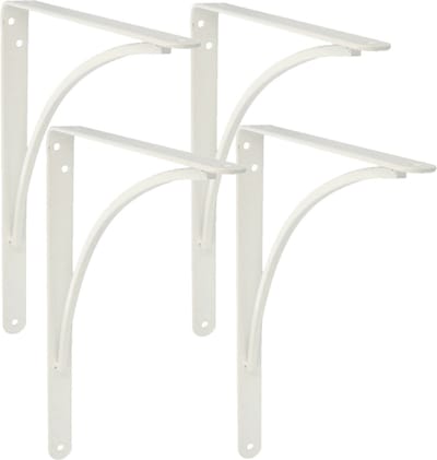 AMIG Plankdrager/planksteun van metaal - 4x - gelakt wit - H200 x B150 mm - boekenplank steunen - tot 75 kg