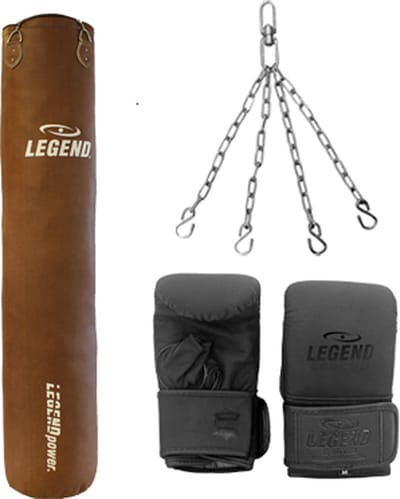 Bokszak Bruin Vintage/Bokszakhandschoenen Leer Set diverse maten - Gemaakt van Panda hide leather Bokszak 120 CM
