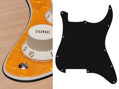 Boston ST-300-PY pickguard, Stallion, no holes (only screw holes), 3 ply, pearl yellow