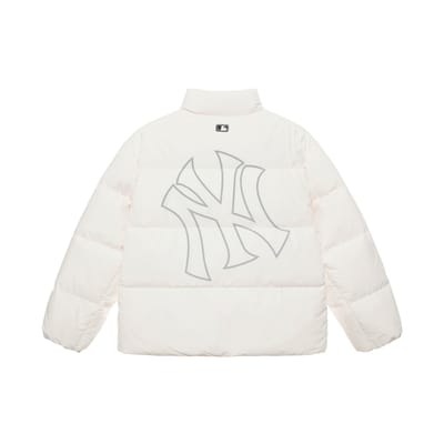 MLB New York Yankees Basic Serie FW24 Korte Losse Rits Opstaande Kraag Pufferjack Uniseks Jack Crème 3ADJB0446-50CRS S gray