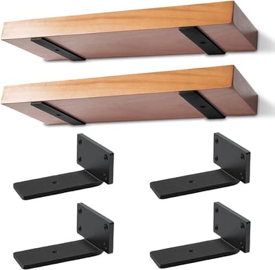 Robuuste Wandgemonteerde Draagbeugels voor Zwevende Planken - 4 Stuks L-vormige Metalen Steunen voor Thuisopslag en Interieurdecoratie (Zwart/12.5cm)