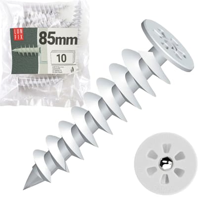 LUN FIX - Isolatiemateriaalpluggen + 85 mm - 10 stuks - Ø28 mm schotel - WDVS & Styropor