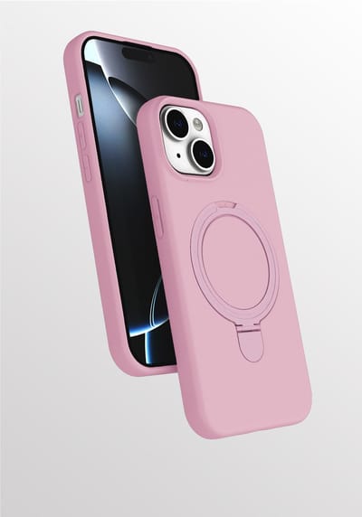 Hoesje Geschikt voor iPhone 15 Plus hoesje zacht siliconen Licht Roze - Liquid Backcover ring hoesje Geschikt voor Magsafe
