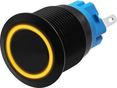 ProRide Metalen Drukschakelaar 12V ON-OFF - 19mm - Aan/uit schakelaar - Spatwaterdicht - 12V/24V - LED Indicatie Geel