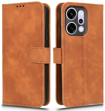 Coverup Hoesje - Geschikt voor OPPO Reno14 Hoesje - Coverup Book Case - Bruin