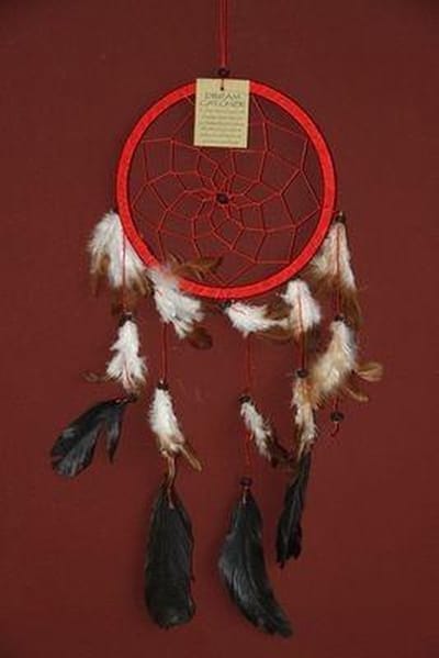 Dromenvanger / Dreamcatcher Ø18cm zonder kleintjes  - rood