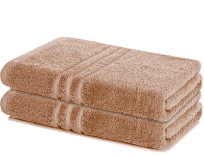 Lavea® Set van 2 Badhanddoeken 70x140 cm 100% Katoen – Zacht en Absorberend – Ideaal als Grote Badhanddoek, Badlaken of Handdoek – Cappuccino
