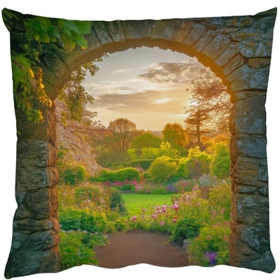 Sierkussens - Kussentjes Woonkamer - 50x50 cm - Poort - Planten - Zonsondergang