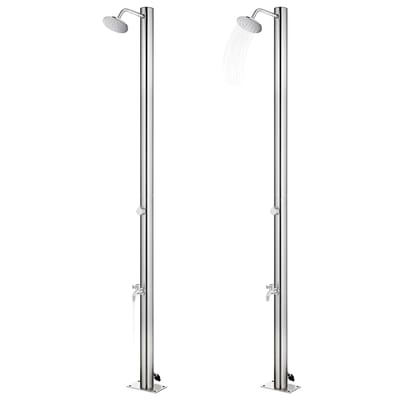 vidaXL - Buitendouche - met - bruine - basis - 220 - cm - roestvrij - staal