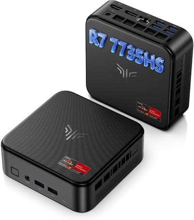 NiPoGi E3B Mini PC - АMD Ryzen 7 7735HS(8C/16T, tot 4,75 GHz) - 16 GB LPDDR5 - 512 GB SSD - Mini Desktop Computer - Windows 11 Pro - WIFI6