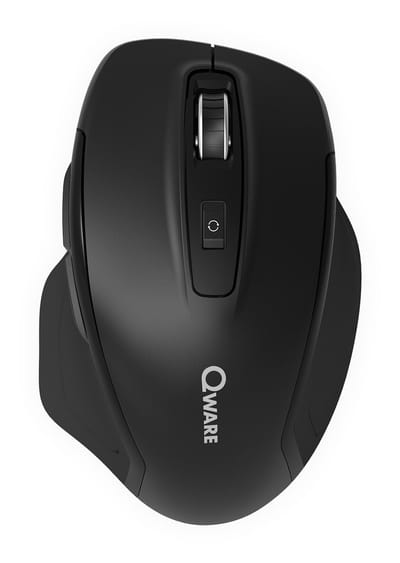 Qware Office - Muis - Draadloos - Multiconnect - Bluetooth - 2.4 GHz - Dongel - Duimsteun - Glasgow - 800-1000-1600 DPI - Zwart