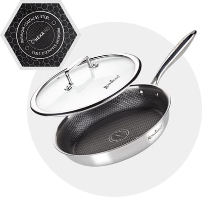 Rosmarino HexaPRO Koekenpan met deksel - Koekenpan 24 cm - Pannen met glazen deksel - Koekenpannen - RVS Koekenpan