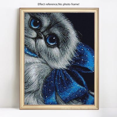 Diamant borduurwerk kat diamant schilderij ronde stenen dieren steentjes foto's 20X30 gray