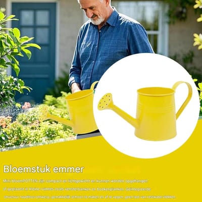 Metalen Plantengieter - Tuingietemmer Bloembakken - Planten Water Geven - Lange Stevige Uitloop - 1 Liter - Geel