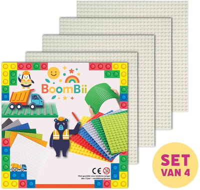 Bouwplaat wit - geschikt voor LEGO - set van 4 bouwplaten