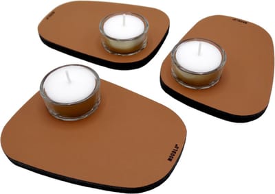 NOOBLU PEBL waxinelichthouder - Cognac - set van 3