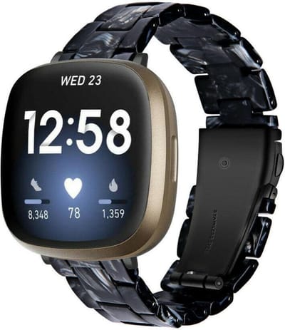 Strap-it Resin smartwatch bandje - geschikt voor Fitbit Sense / Fitbit Versa 3 - zwart mix