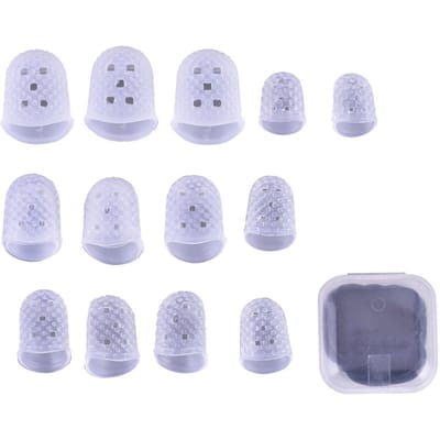 Protège-doigts en gel de silice Gants de protection pour doigts et médiators de guitare Ensemble d'outils de pratique white