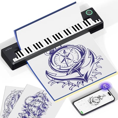 PeriPage P90Pino Tattoo Thermosjabloonmachine, Tattoo Stencil Printer, Transfer Tattoo Machine Compatibel met iPad & Phone & PC, Thermische Tattoo Printer met 5st Transfer Papier