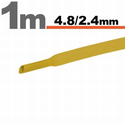 5× 1 Meter Krimpkous Geel 4,8 / 2,4 mm – 5 Stukken Van 1 Meter – Warmtekrimpbuis Voor Isolatie En Kabelbescherming – Geschikt Voor Elektrische Installaties En Reparaties [11025S]